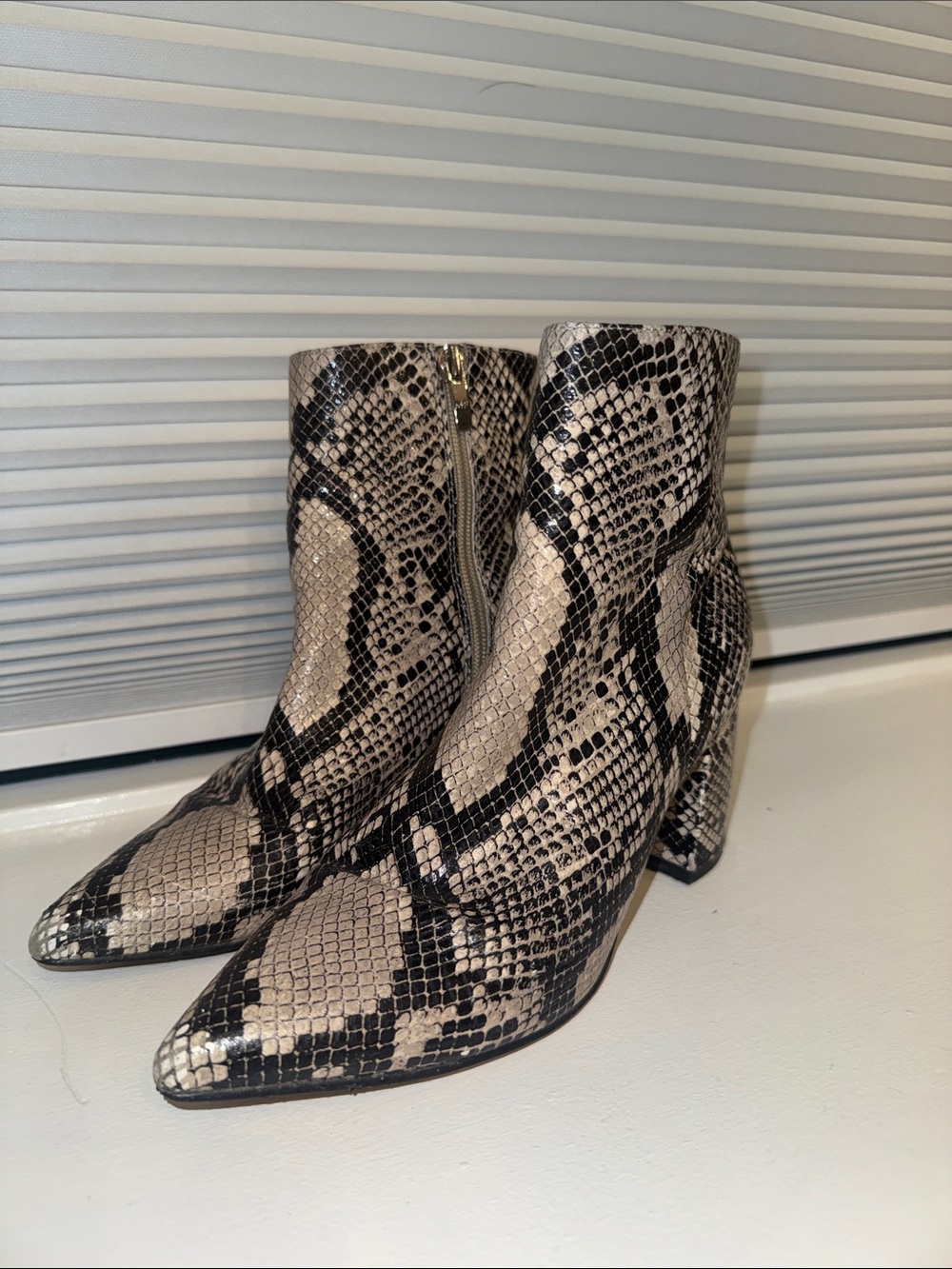 Marc Fischer Snake-Print Ankle Boots - Beige/Black